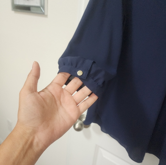 JM Collection Navy Blue Top - Picture 4 of 7